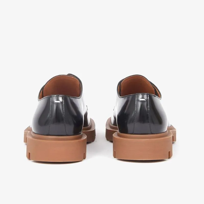Black Laced Platform Brogue Shoes