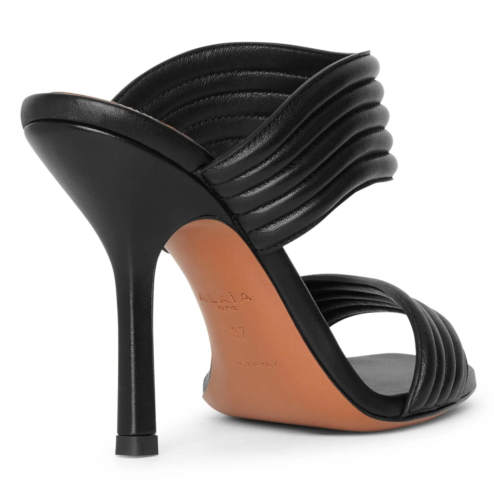 Black leather mule sandals