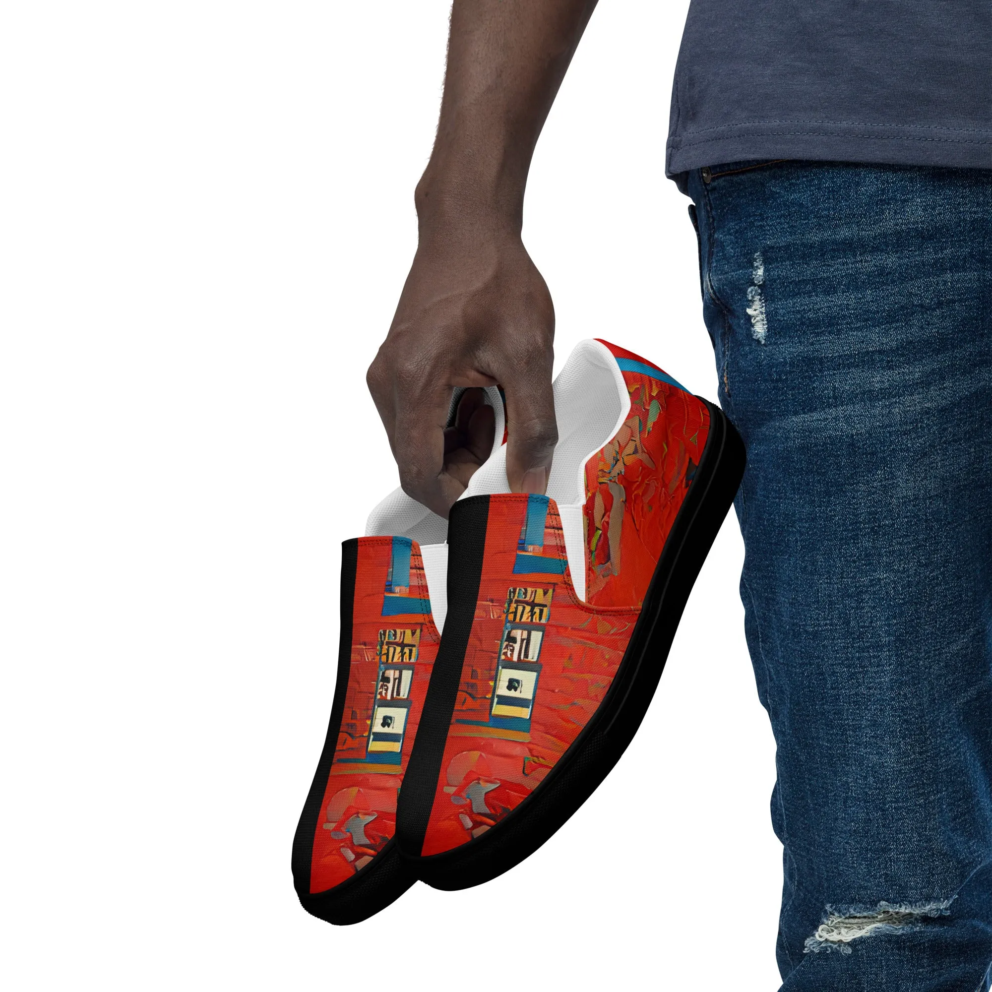 Half Black Half Hónghǎi - Mens Slip-On Canvas Shoes