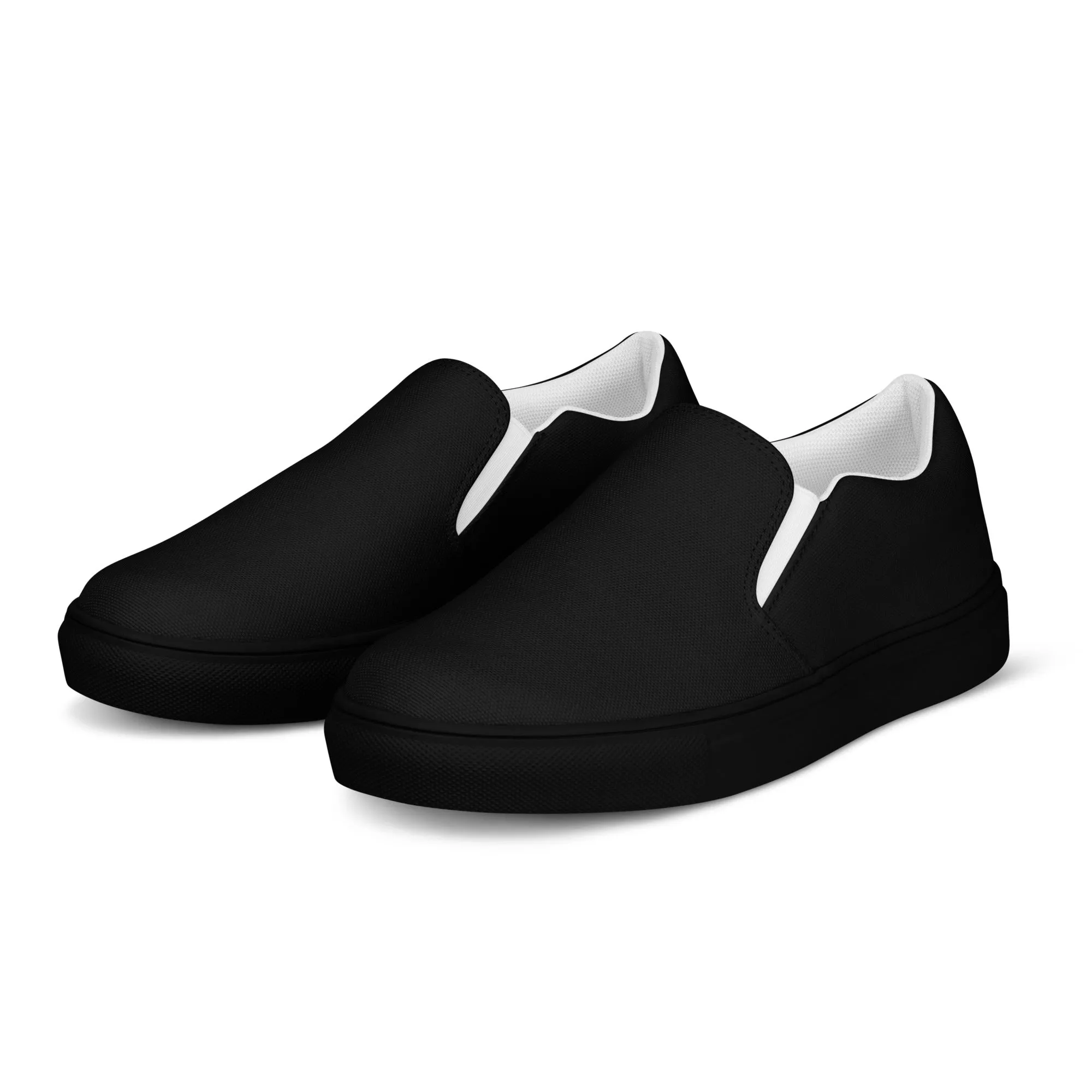 iSAW Mens Black / Black White Slip-On Canvas Shoes