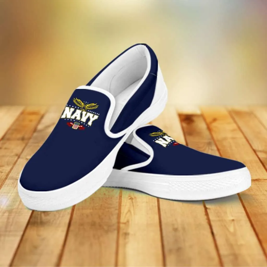 Navy Wings Canvas Slip-on Shoes