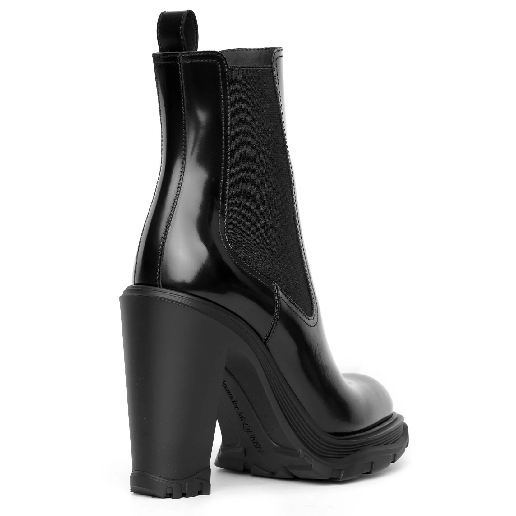 Tread heeled black chelsea boots