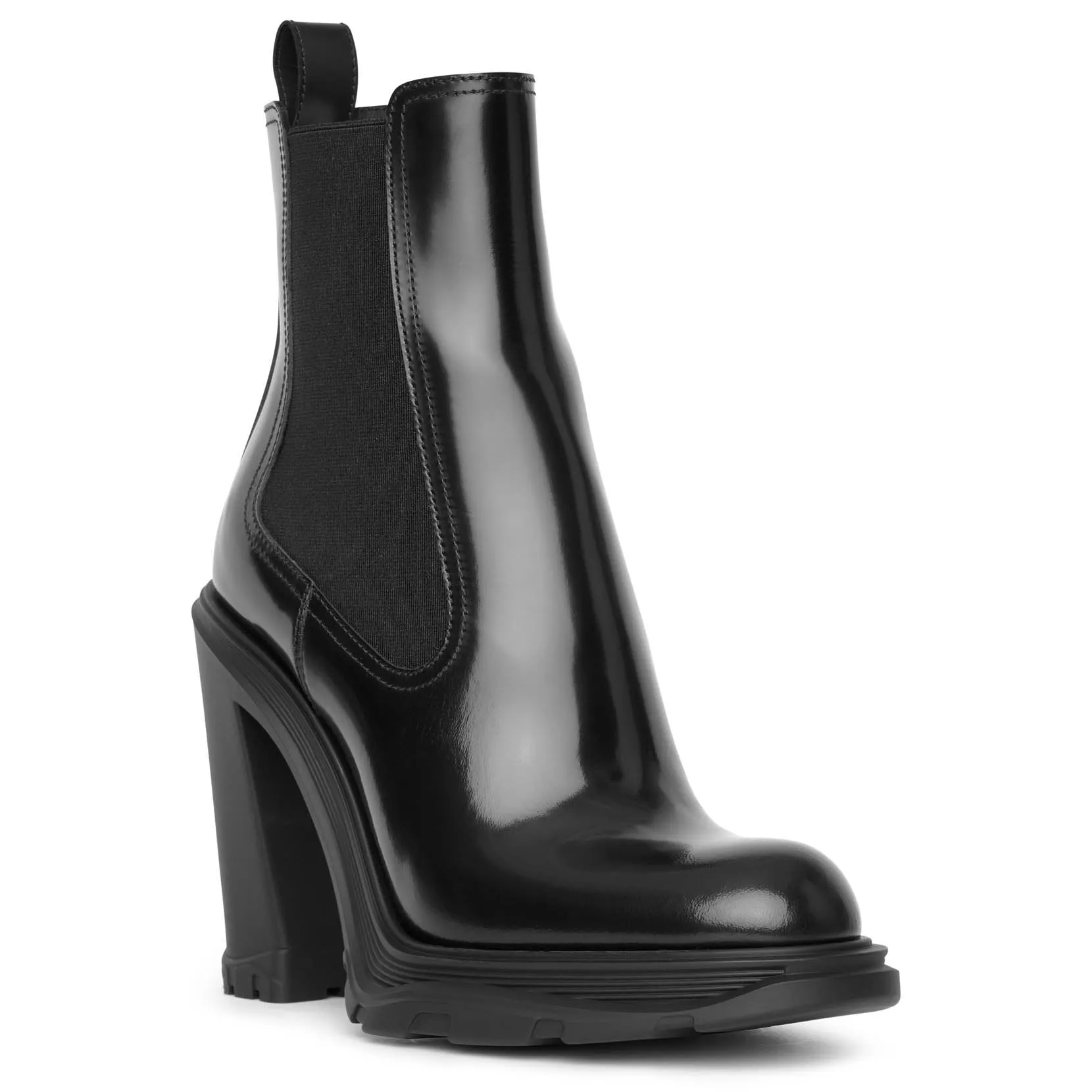 Tread heeled black chelsea boots