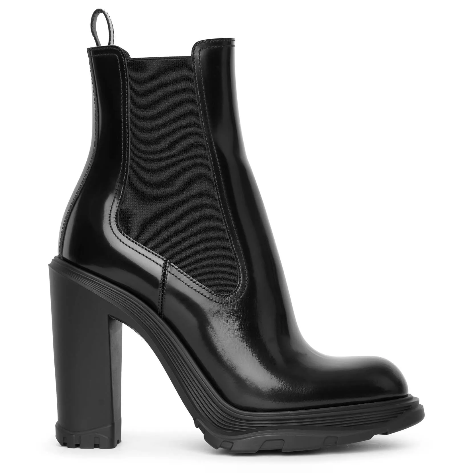 Tread heeled black chelsea boots